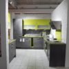 Nobilia Riva L-Küche Beton Schiefergrau mit Wandschrank in grün